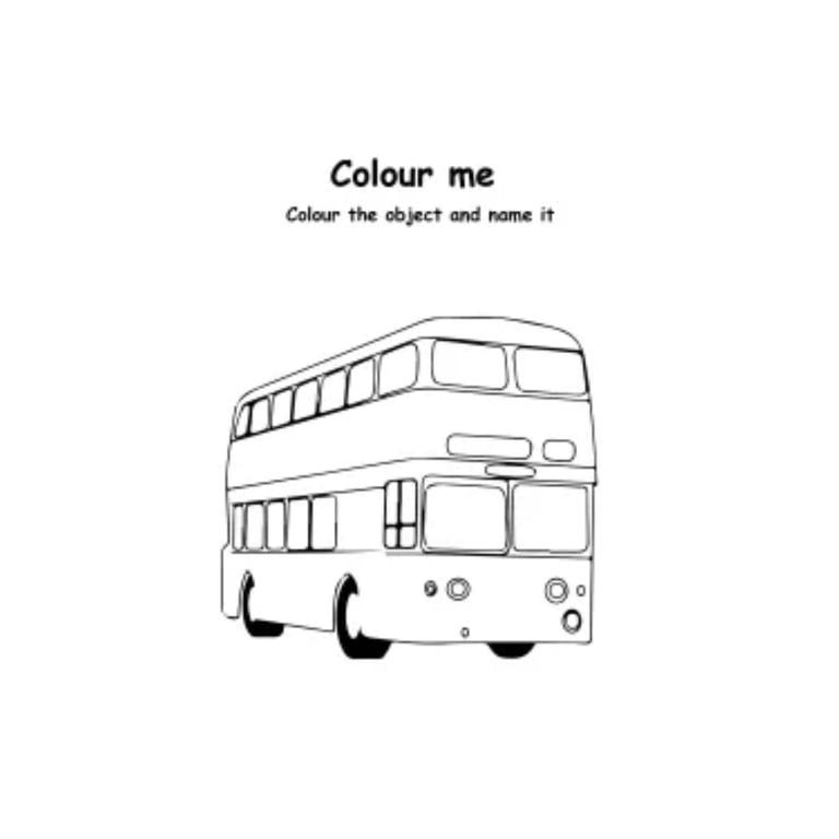 Elementary school Worksheet | Art and Craft Worksheet: Color Me Double Decker Bus