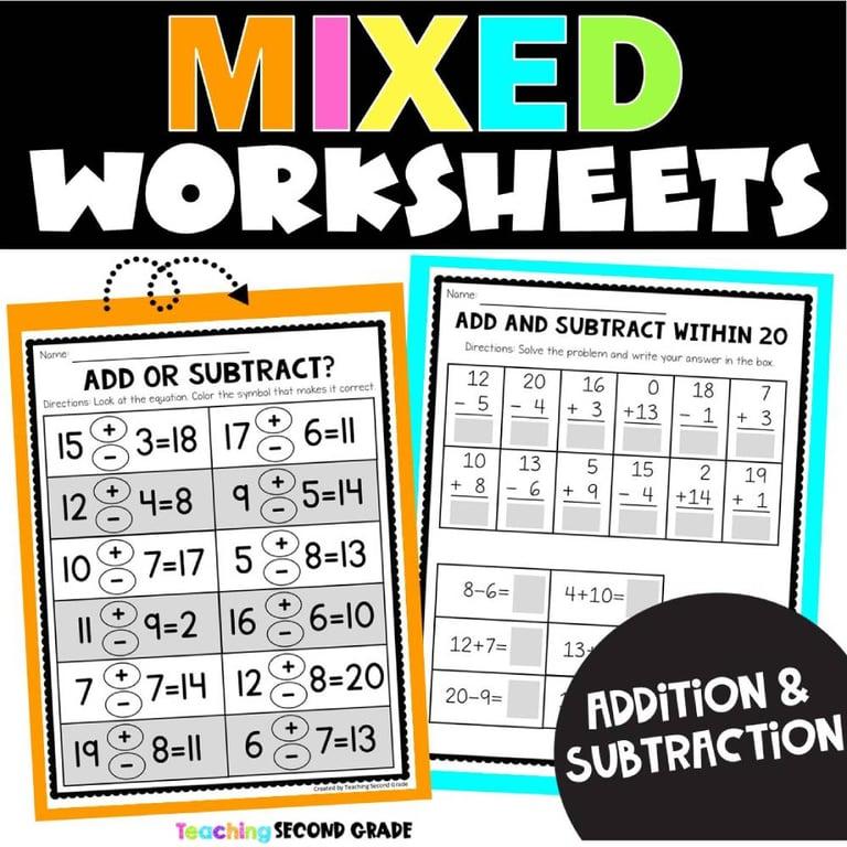 Elementary school Worksheet | Addition and Subtraction Facts to 20