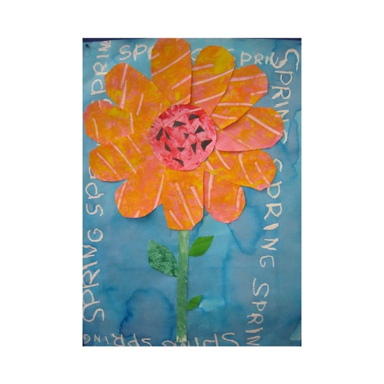 Elementary school Lesson Idea | Spring Flowers Eric Carle Collage, Year 1-2