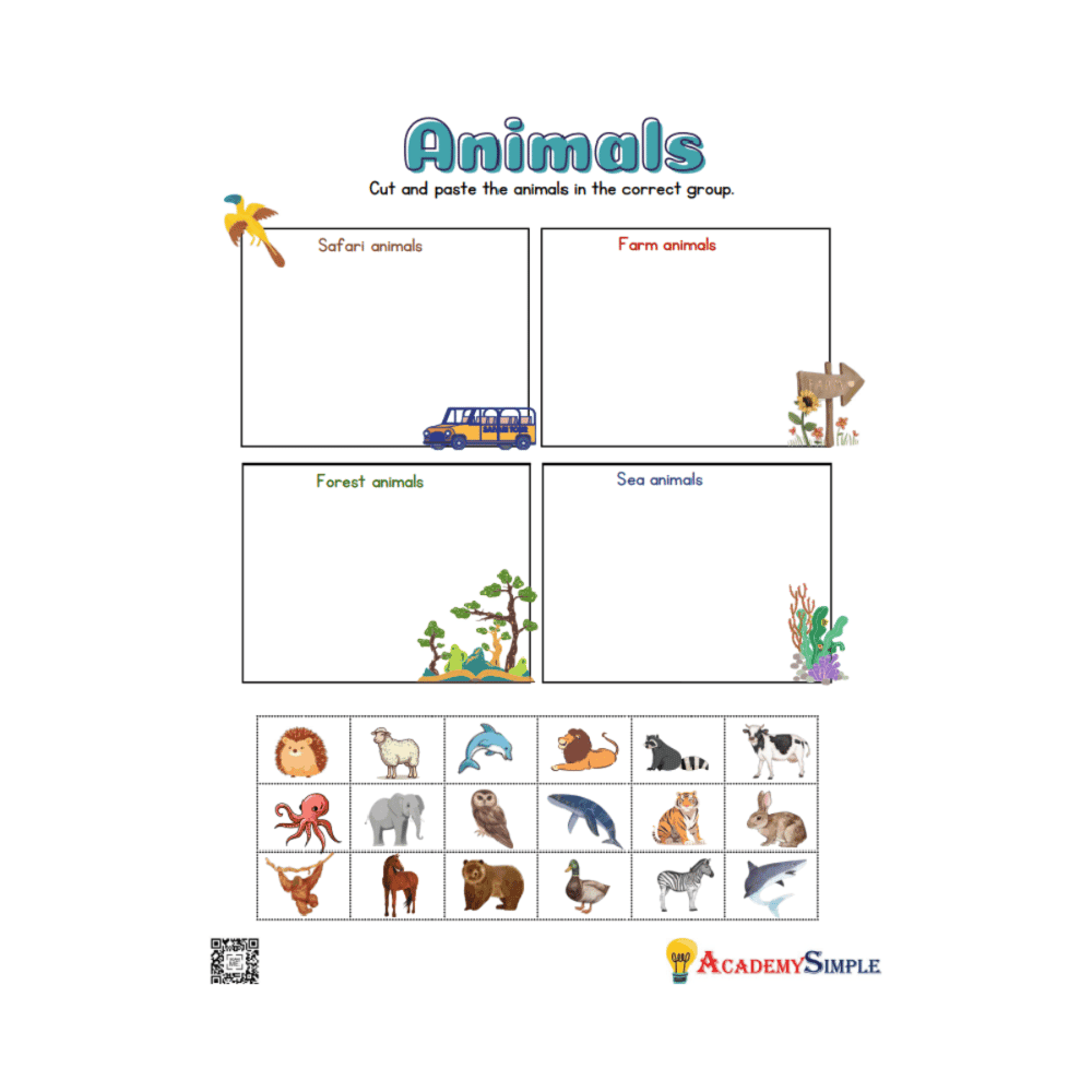 Elementary school Worksheet | Animal Kingdom – Where Do Animals Live?