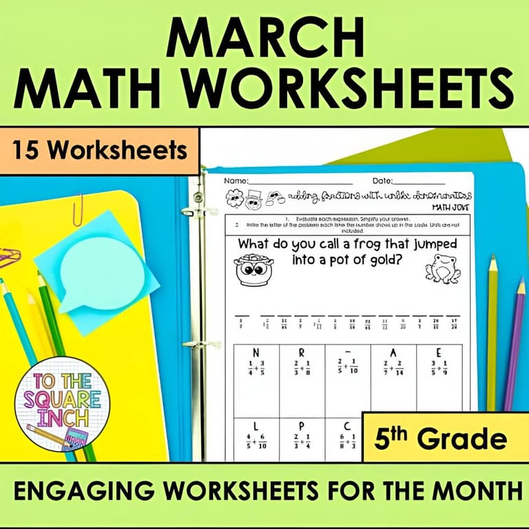 Elementary school Worksheet | 5th Grade March Holiday Math