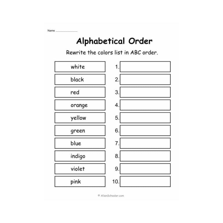 Elementary school Worksheet | Free ABC Order Printable