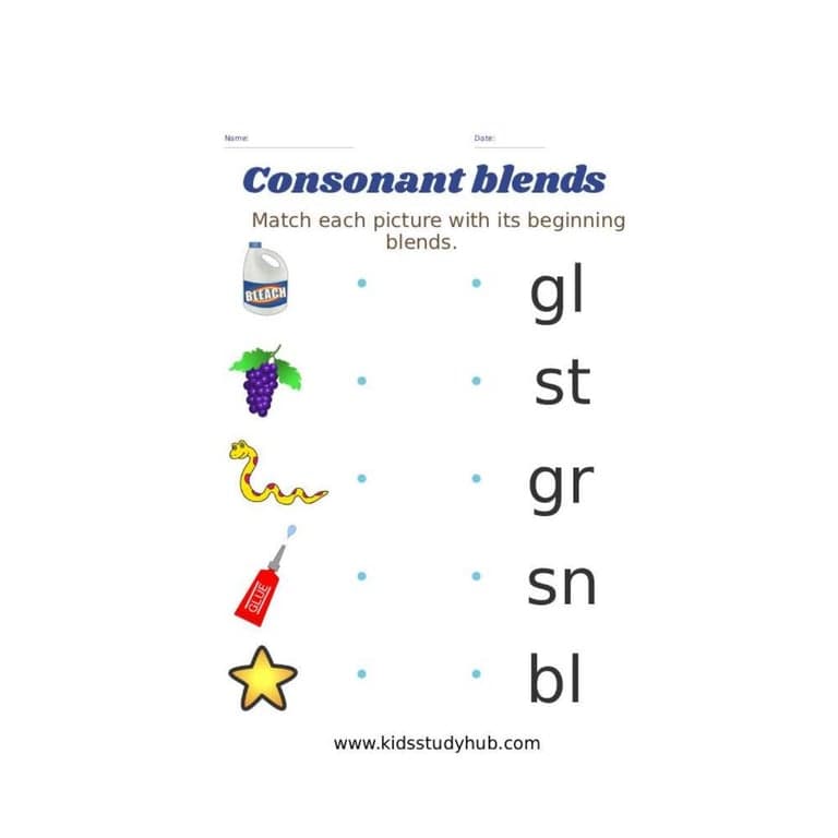 Elementary school Worksheet | Free Printable Consonant Blends