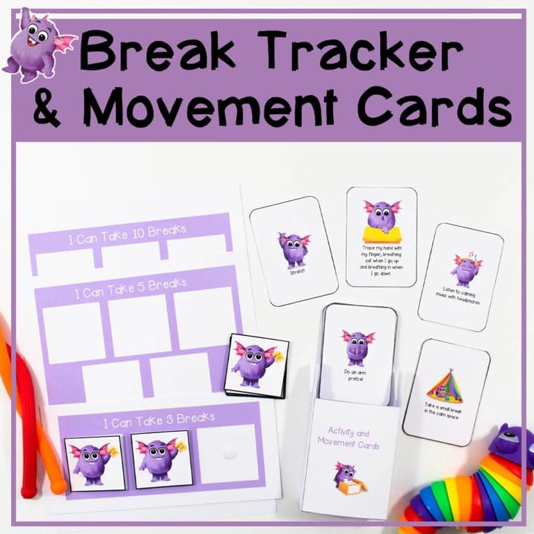 Elementary school Energizer | Break Cards & Break Tracker - Printable Activity & Movement Cards