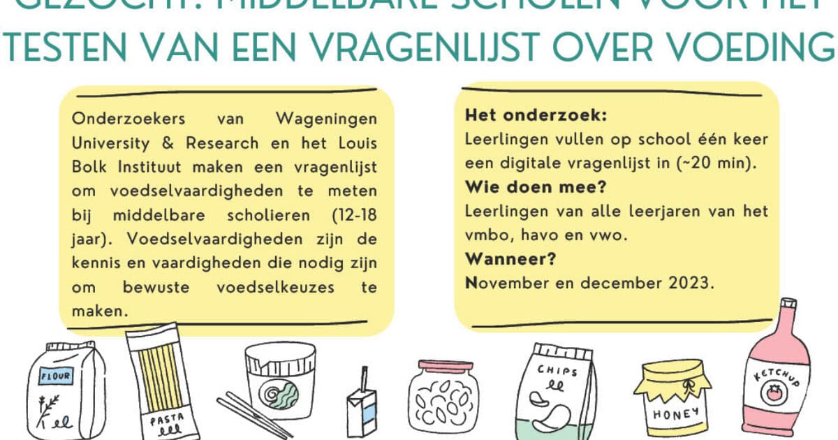 Wanted: Secondary schools to test a questionnaire about food