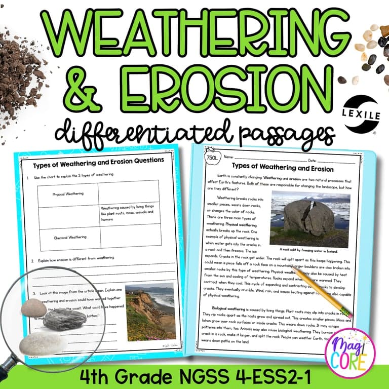 Elementary school Material | Weathering and Erosion – Science Differentiated Passages