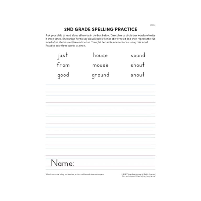 Elementary school Worksheet | 2nd Grade Spelling Practice