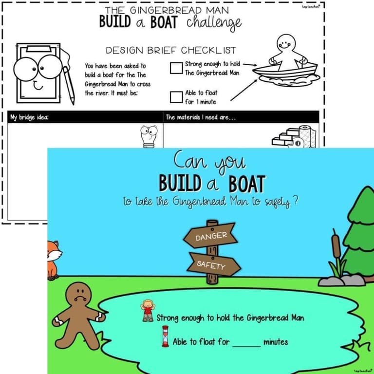 Elementary school Lesson Package | The Gingerbread Man: Build a Boat STEM Activity
