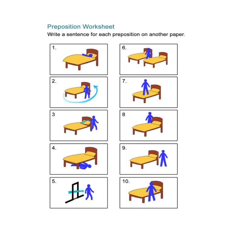 Elementary school Worksheet | Prepositions of Place Worksheet: Write a Sentence Expressing Location