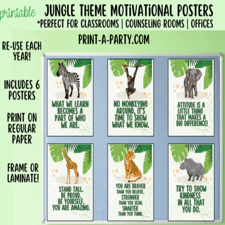 Elementary school Poster | Classroom Decor - Jungle Themed Motivational Posters
