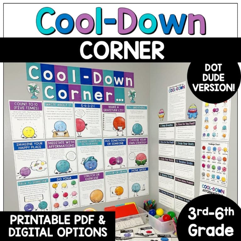 Elementary school Lesson Package | Cool-Down Corner Posters: Social-Emotional Activities for Self-Regulation
