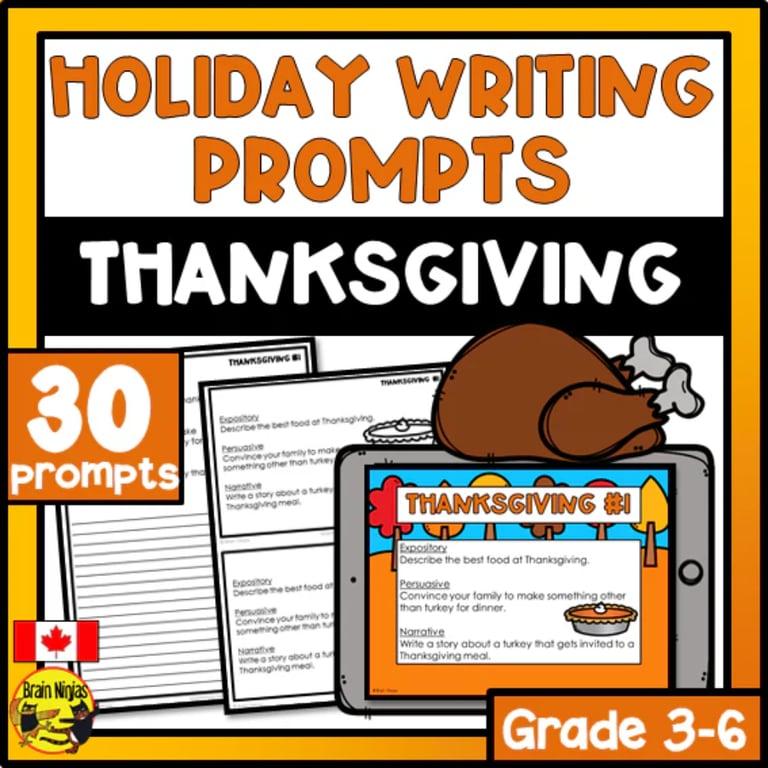 Elementary school Material | Thanksgiving Writing Prompts - Paper and Digital