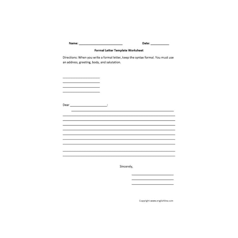 Elementary school Worksheet | Formal Letter Writing