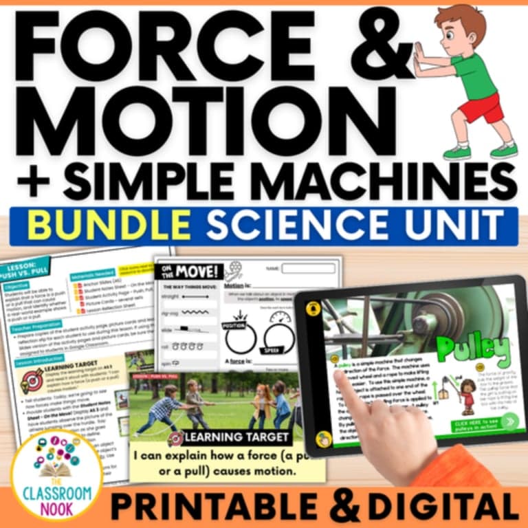 Elementary school Lesson Package | Force, Motion, Simple Machine and More Science Worksheets