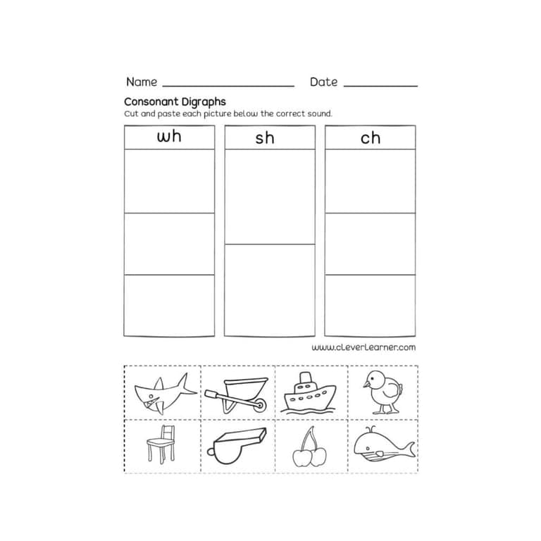 Elementary school Worksheet | Consonant Digraph Activity Sheets