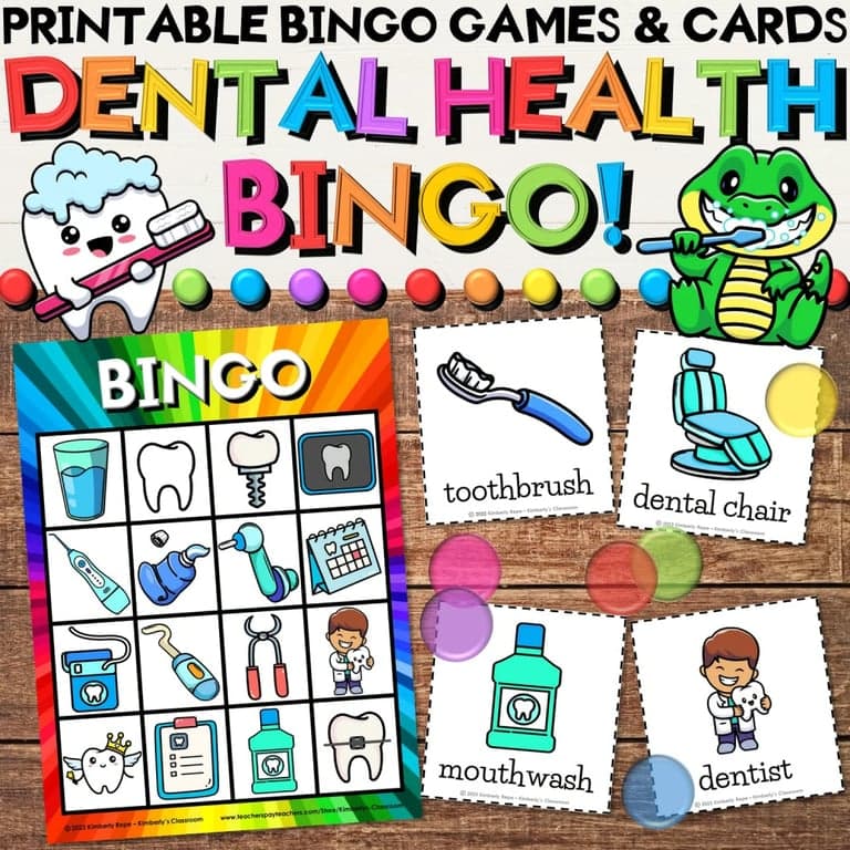 Elementary school Game | Dental Health Bingo Activities for Learning Related Vocabulary & Concepts