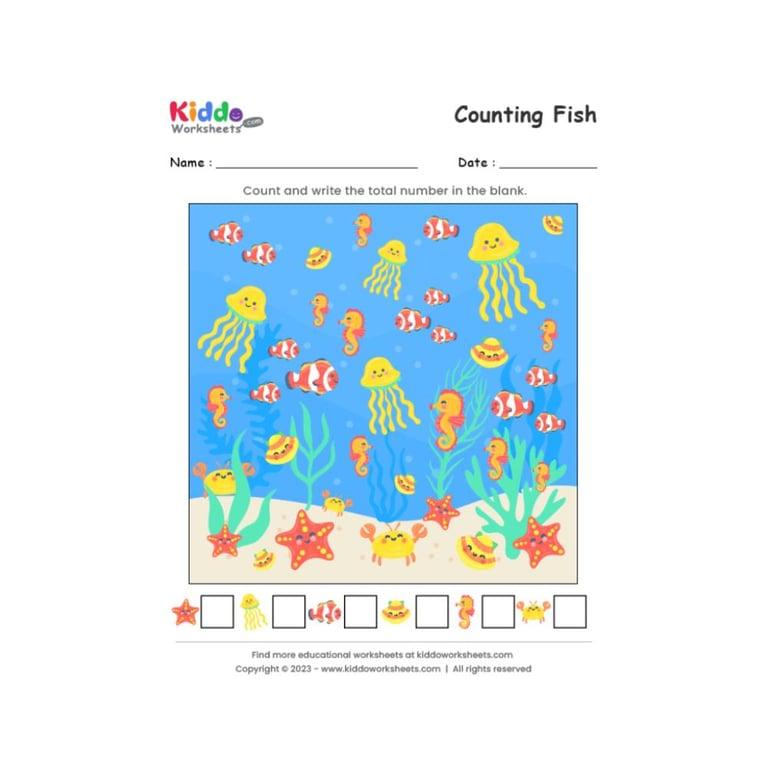 Elementary school Worksheet | Counting Fish