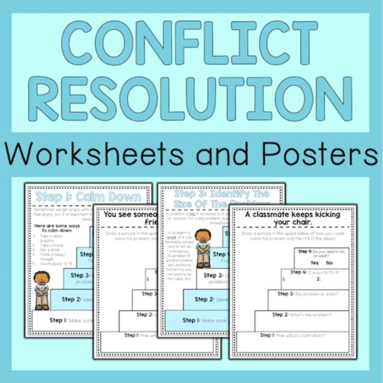 Elementary school Lesson Package | Conflict Resolution Worksheets And Posters for Kids