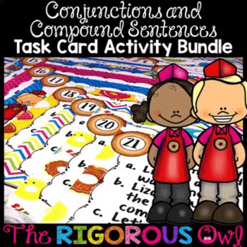 Elementary school Material | Conjunctions and Compound Sentences Task Cards