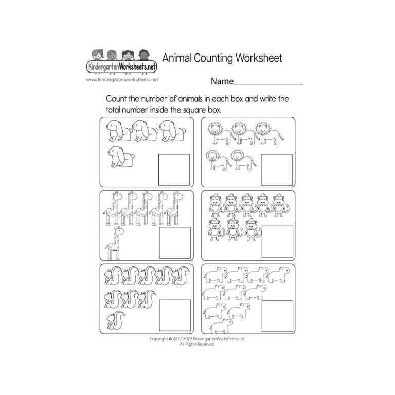 Elementary school Worksheet | Animal Counting