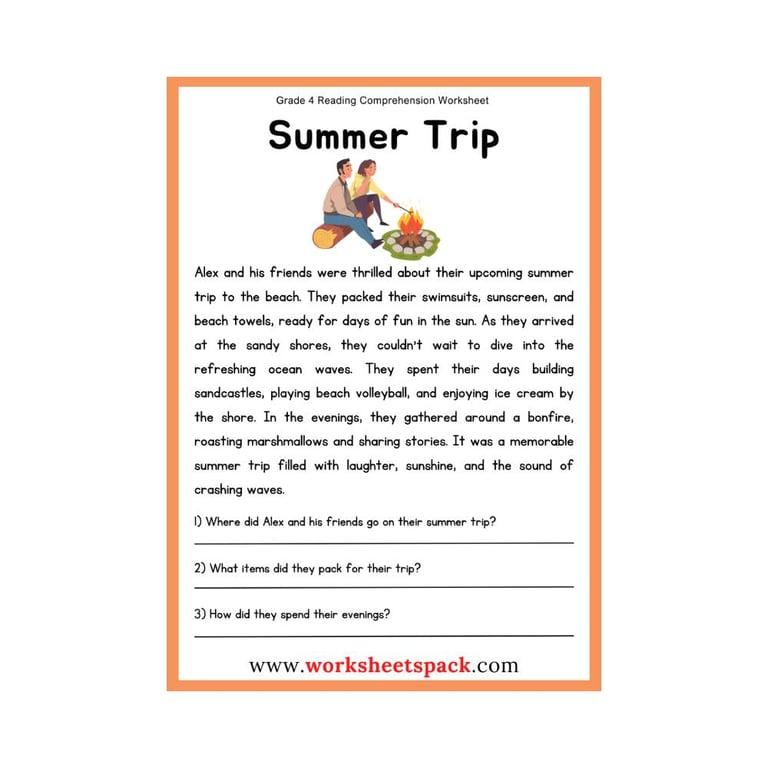 Elementary school Worksheet | Grade 4 Reading Comprehension