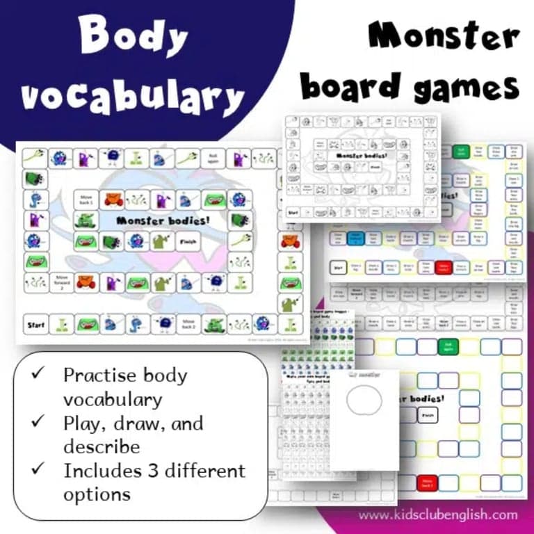 Elementary school Game | Body Parts Monster Board Games