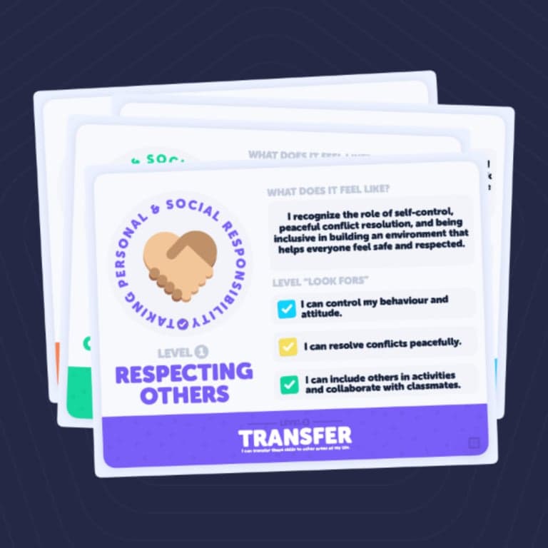 Elementary school Poster | TPSR Levels of Responsibility Posters